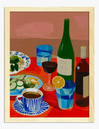 Vibrant Table Gathering Art Print Oak