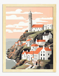 Coastal Cornwall Charm Art Print - Oak