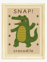 Snap Crocodile Fun Art Print - Oak