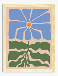 Modern Boho Blue Blossom Art Print - Oak