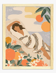 Citrus Serenity Woman Art Print - Oak
