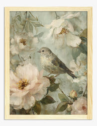 Spring Songbird & Blossoms Art Print Oak