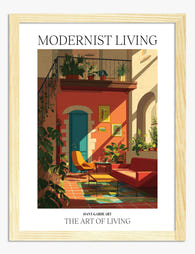 Sunlit Modern Courtyard Art Print Oak