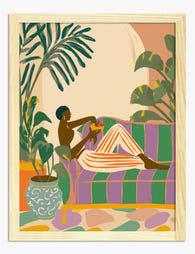 Relaxed Afternoon Lounge Art Print - Oak