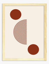 Terra Cotta Minimal Half Moons Art Print - Oak
