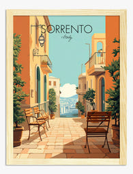 Sunlit Sorrento Street Art Print - Oak