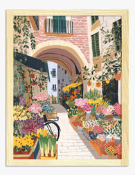 Mallorca Flower Market Art Print - Oak
