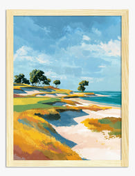 Sunlit Coastal Fairway Art Print - Oak