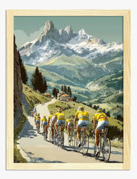 Alpine Cyclists Ascent Art Print Oak
