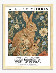 William Morris Bunny Duo Art Print - Oak