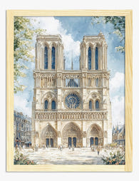 Notre Dame Paris Watercolor Art Print - Oak