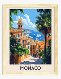 Sunlit Streets of Monaco Art Print - Oak