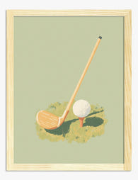 Tee Time Minimal Art Print - Oak