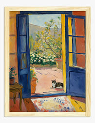 Matisse Blue Door with Cat Art Print - Oak