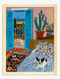 Sunlit Sanctuary with Pup Art Print - Oak