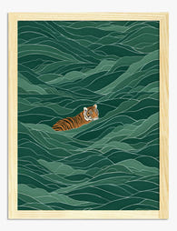 Tranquil Tiger Swim Art Print Oak