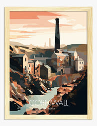 Cornwall Tin Mine Charm Art Print - Oak