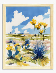 Texas Wildflower Vista Art Print - Oak