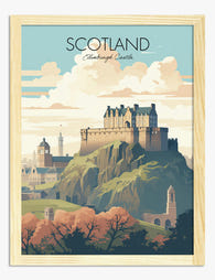 Edinburgh Castle Charm Art Print - Oak