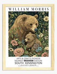 William Morris Botanical Bears Art Print - Oak
