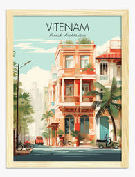 Hanoi French Quarter Charm Art Print - Oak