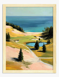 Sunlit Fairways by the Sea Art Print - Oak