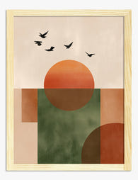 Sunset Geometry Art Print - Oak