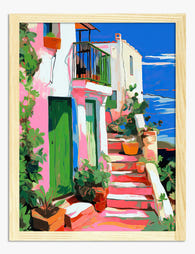 Sunlit Italian Steps Art Print - Oak