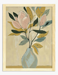 Soft Magnolia Bouquet Art Print - Oak