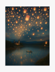 Lanterns Over Still Waters Art Print - Unframed