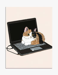 Catnap on the Keyboard Art Print - Unframed