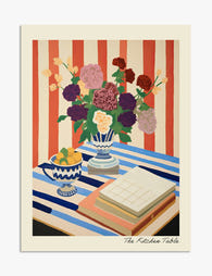 Striped Tabletop Bloom Art Print - Unframed