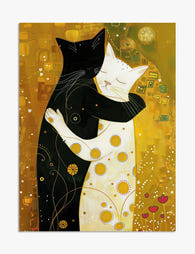 Klimt Cat Embrace Art Print - Unframed