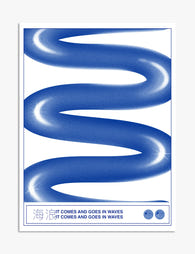 Modern Indigo Wave Art Print - Unframed