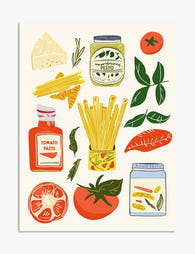 Italian Kitchen Essentials Art Print - Unframed