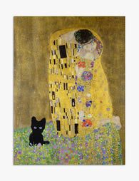 Klimt Kiss with Cat Art Print - Unframed