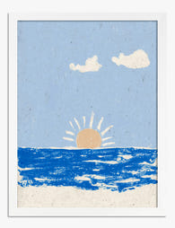 Sunlit Shoreline Calm Art Print White