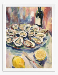 Oyster & Lemon Still Life Art Print - White