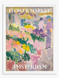 Amsterdam Flower Market Glow Art Print - White