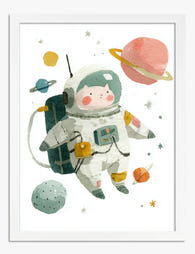 Little Astronaut Adventure Art Print White