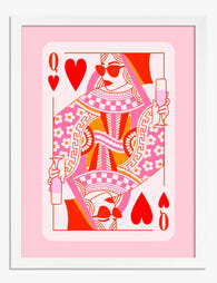 Queen of Hearts Chic Art Print - White