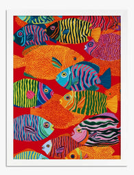 Colorburst Tropical Fish Art Print - White