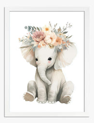 Sweet Elephant Blossom Art Print - White