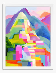 Colorful Machu Picchu Glow Art Print - White