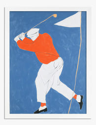Bold Golfer Swing Art Print White