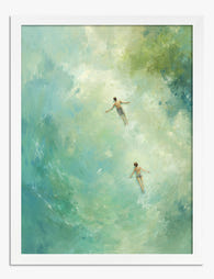 Serene Swim Together Art Print White