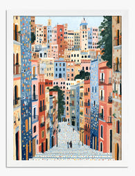 Barcelona Urban Steps Art Print - White