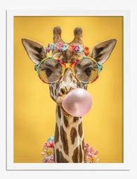 Groovy Giraffe Vibes Art Print - White
