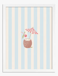 Coconut Cocktail Vibes Art Print White