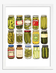Vintage Pickle Jar Parade Art Print White